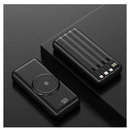 Wireless Power Bank 30,000mAh – Fast Charging with Built-in Cables (Qi Compatible)